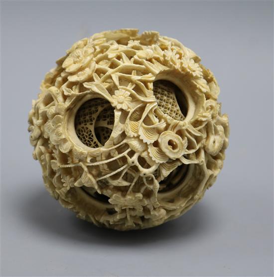 A 19th century Chinese ivory concentric ball